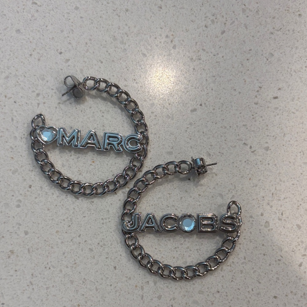Marc Jacobs Silver Chain Letter Earrings